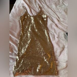 Fashion Nova Rose  Gold Sequin Dress